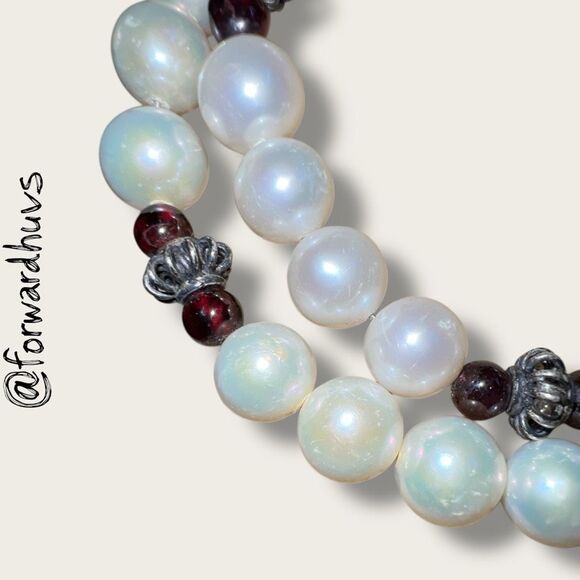 Freshwater Pearl & Garnet Bracelet – Sterling Wire – Appraised $1,795 (Insurance - Picture 7 of 14